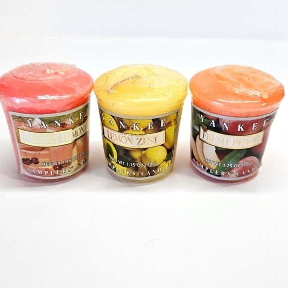 NEW Yankee Candle Samplers Lot 3 Lemon Zest Cherry Lemonade Fresh Peach - Picture 1 of 3